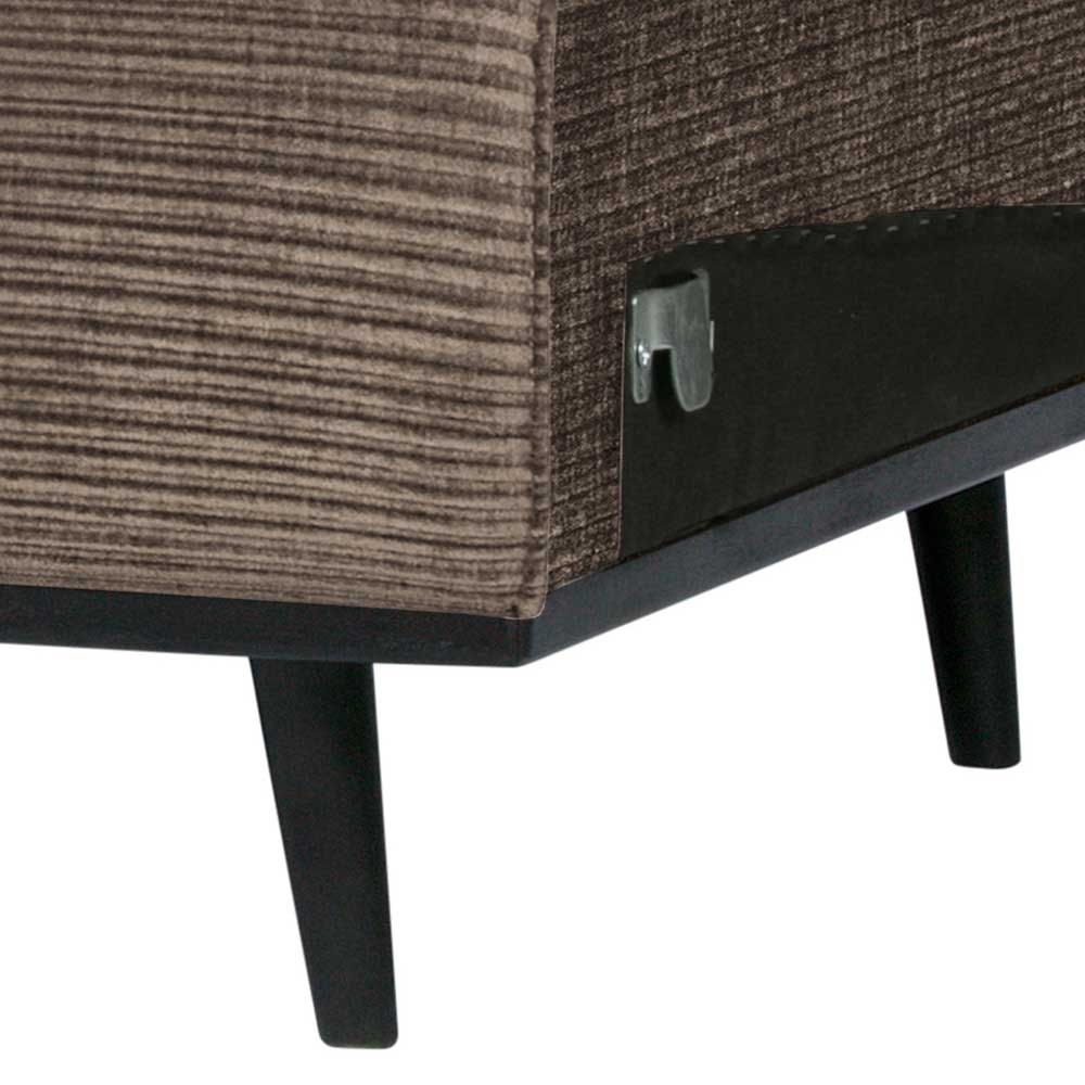 Schwarze Holzfüße und Seitenbefestigung des taupefarbenen Sofa-Elements – Rusaly