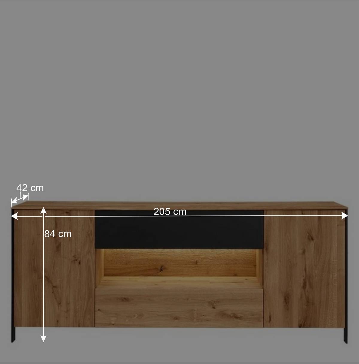 Massivholz Sideboard - modern mit LED Licht - Viligrana