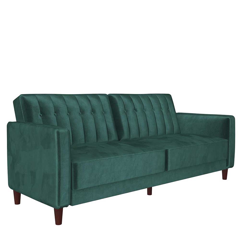 Samtsofa mit Bettfunktion in Grün - Puzi