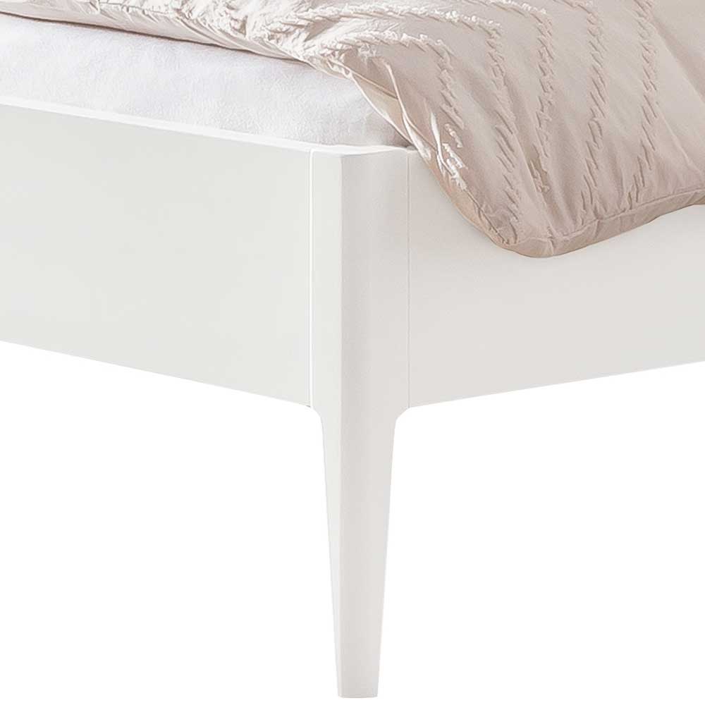 140x200 Bett in Weiß aus MDF & Kunstleder - Shian