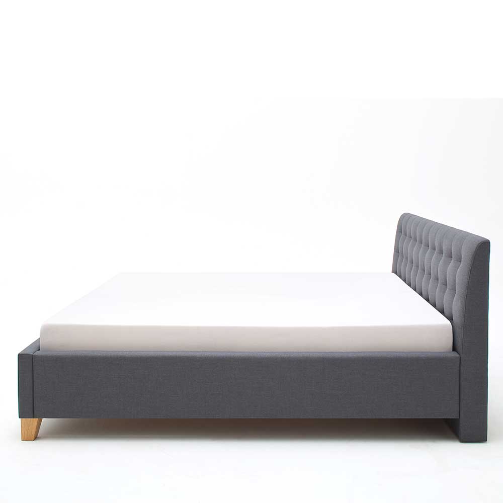 Polsterbett in Grau & Eiche - Saludio