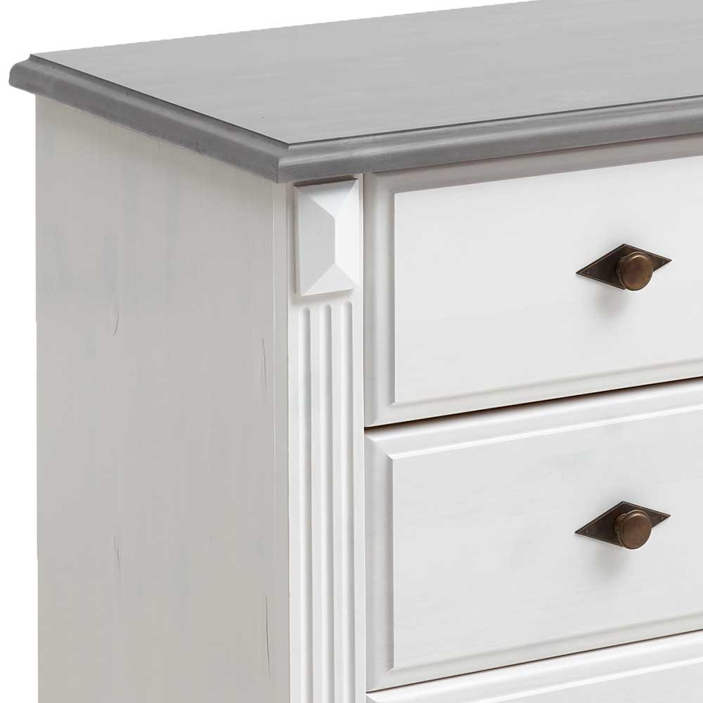 Landhausstil Kommode in Weiß & Grau - Caneon