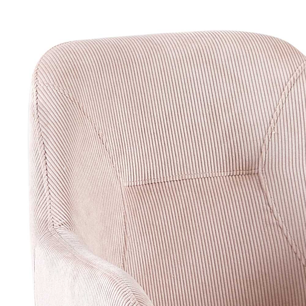 Esstisch Drehsessel aus Cord in Rosa - Melillac (2er Set)