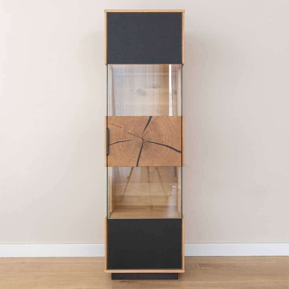 Wohnzimmerschrank aus Eiche und Glas - Masicuri