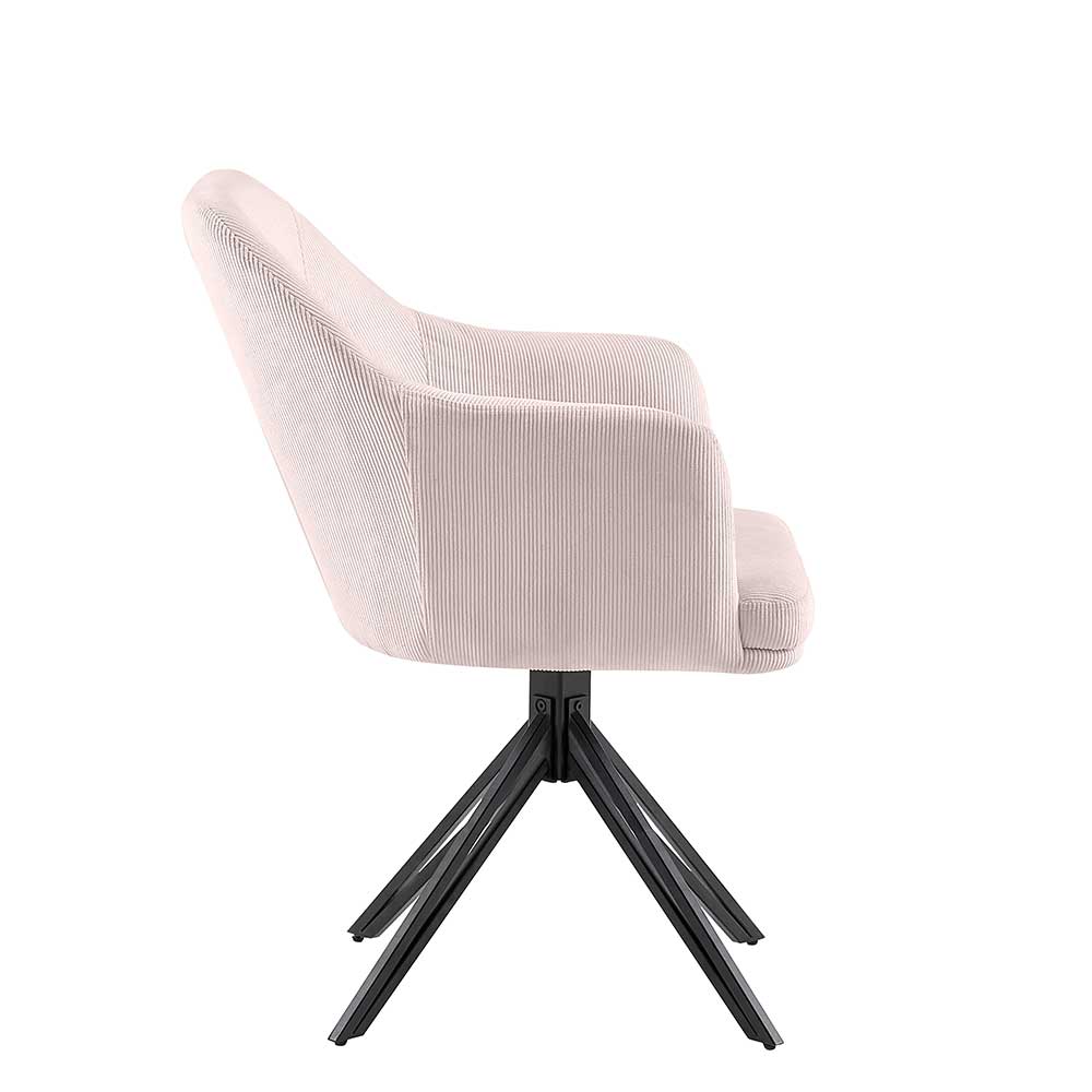Esstisch Drehsessel aus Cord in Rosa - Melillac (2er Set)