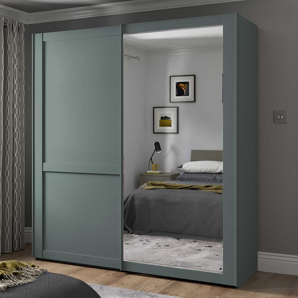 2-türiger Schwebetüren-Kleiderschrank in Graugrün - Rajavo