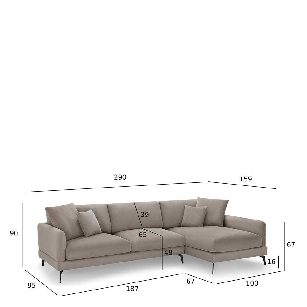 Taschenfederkern Eckcouch in Beige - Kosmyna
