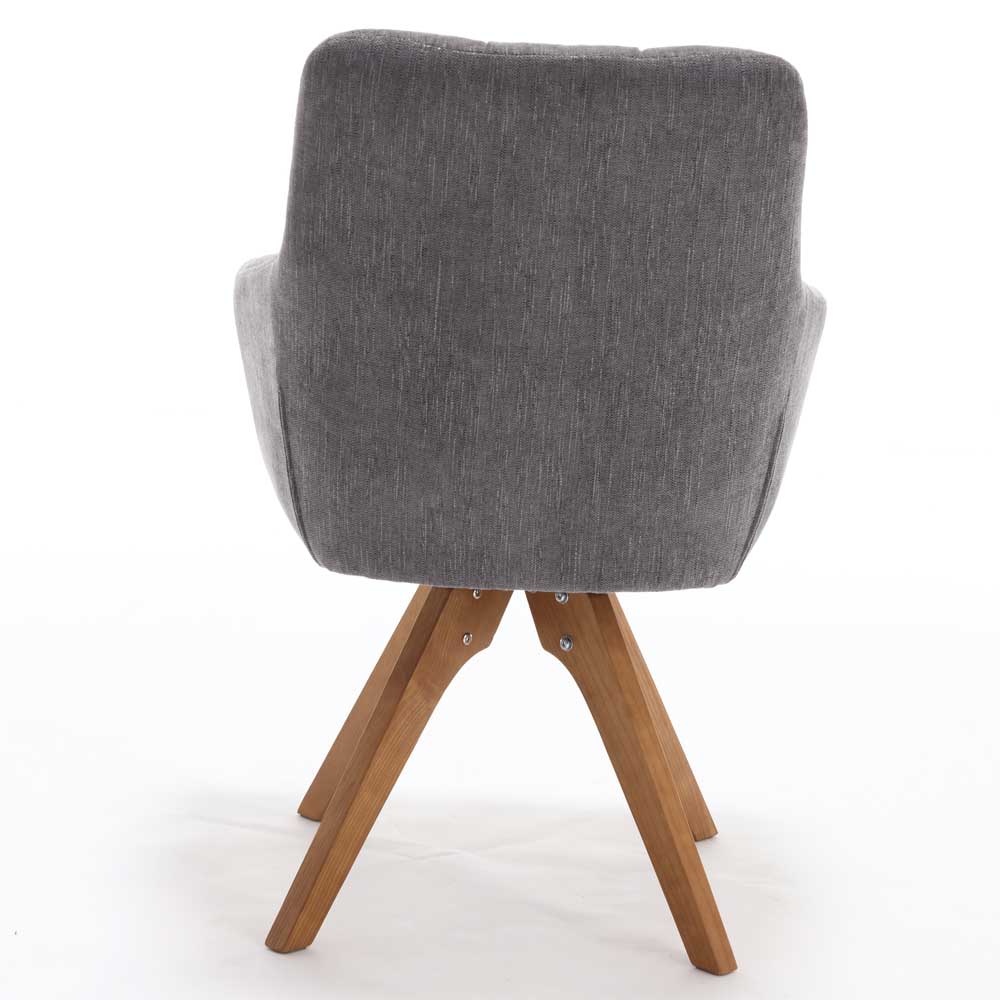 Strukturstoff Tischsessel in Grau - Trane (2er Set)