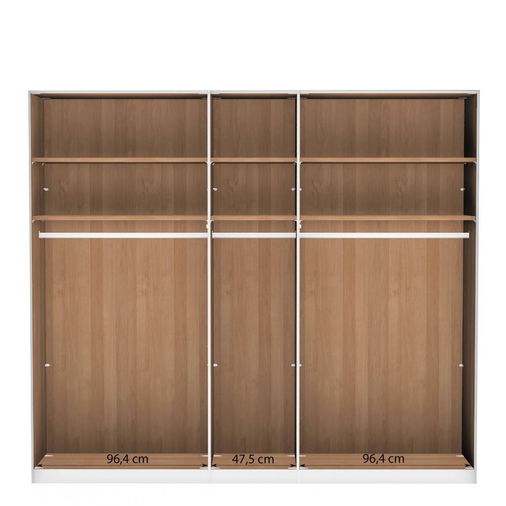 5-türiger Schlafzimmer-Schrank in Eiche Bianco - Yanicas