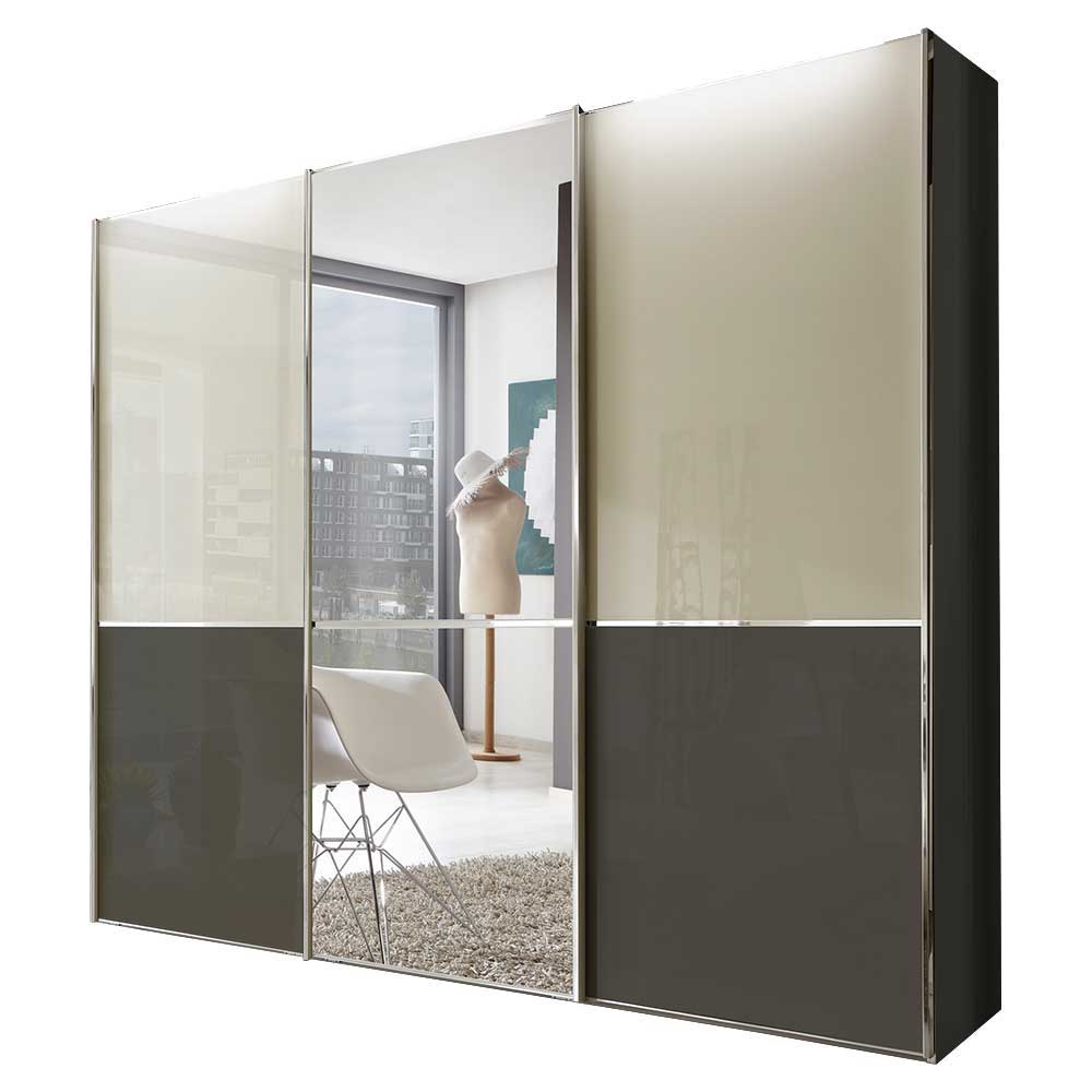 280cm breiter Kleiderschrank mit Glas & Spiegel - Jaletto
