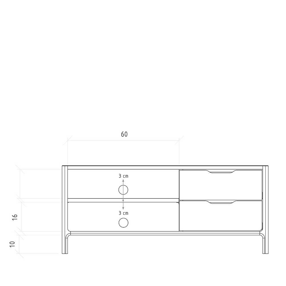 TV Board mit zwei Fächern und zwei Schubladen - Lana