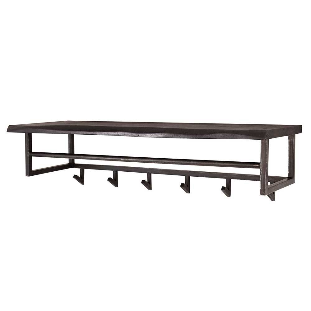 Wandgarderobe im Industrie Design mit praktischer Ablage, Kleiderstange und vielen Haken – Chazy