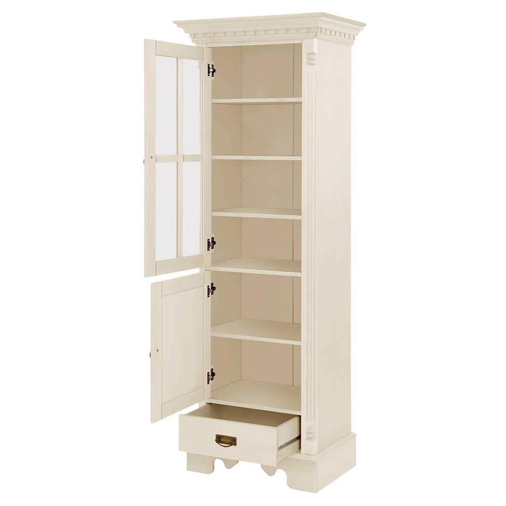 70x203x45 Landhaus Vitrine in Creme - Rospus