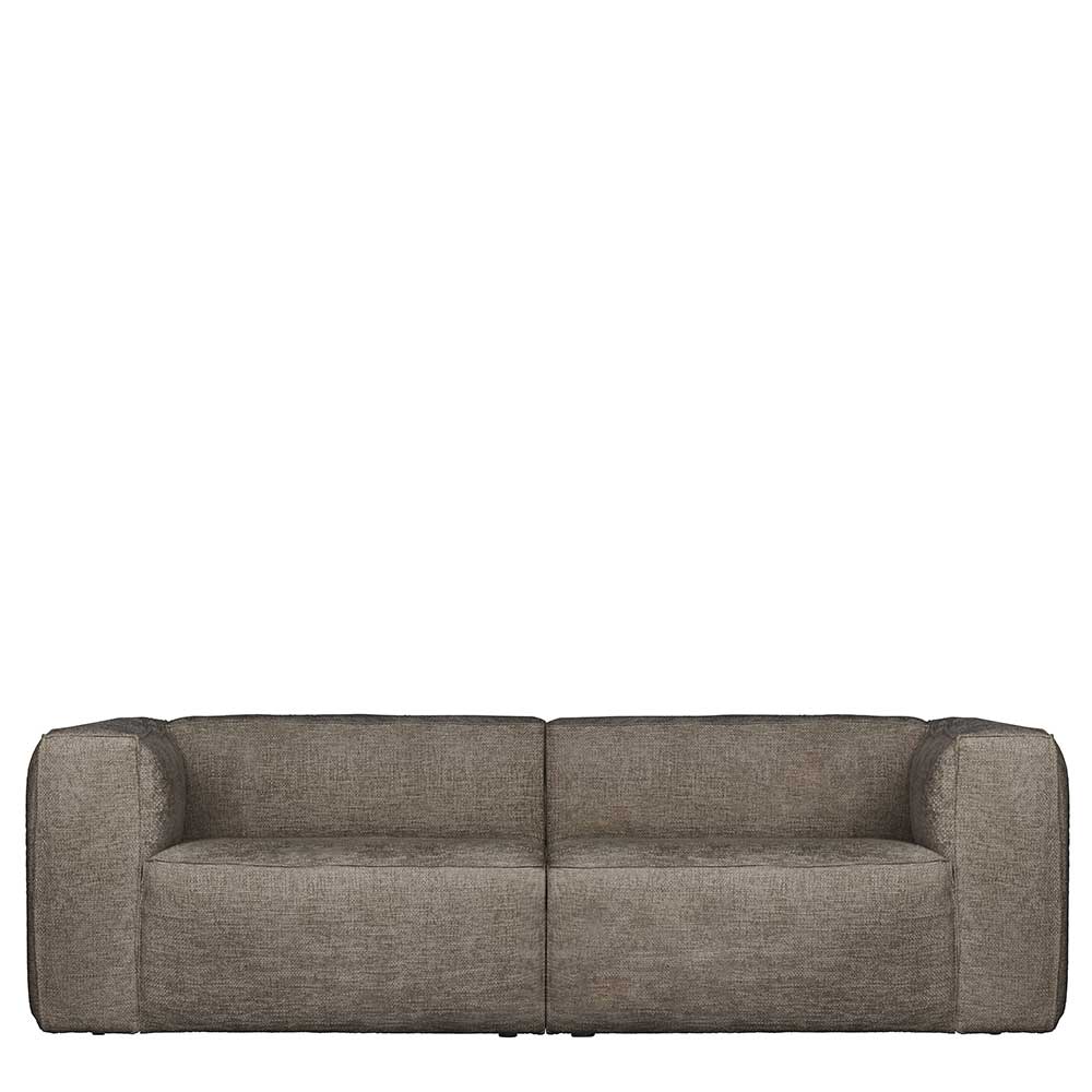 3,5er Wohnzimmer Sofa aus Strukturstoff Beigegrau - Babro