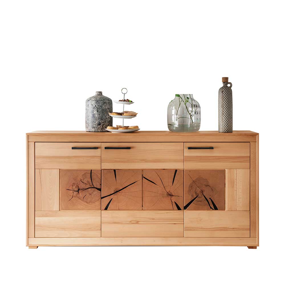 172x86x40 Modernes Kernbuche Sideboard 3-türig - Sarosca