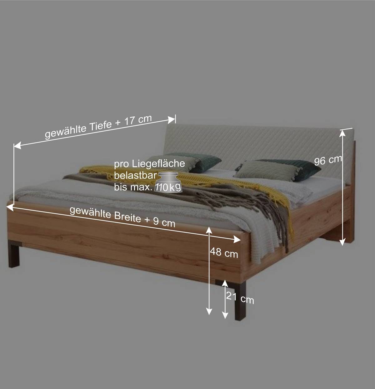 Doppelbett Kombi mit Nachtkommoden - Krofun (dreiteilig)