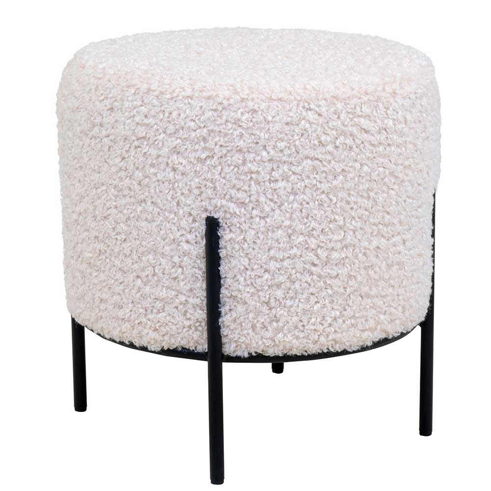 Webplüsch Hocker in Weiß - Janluca