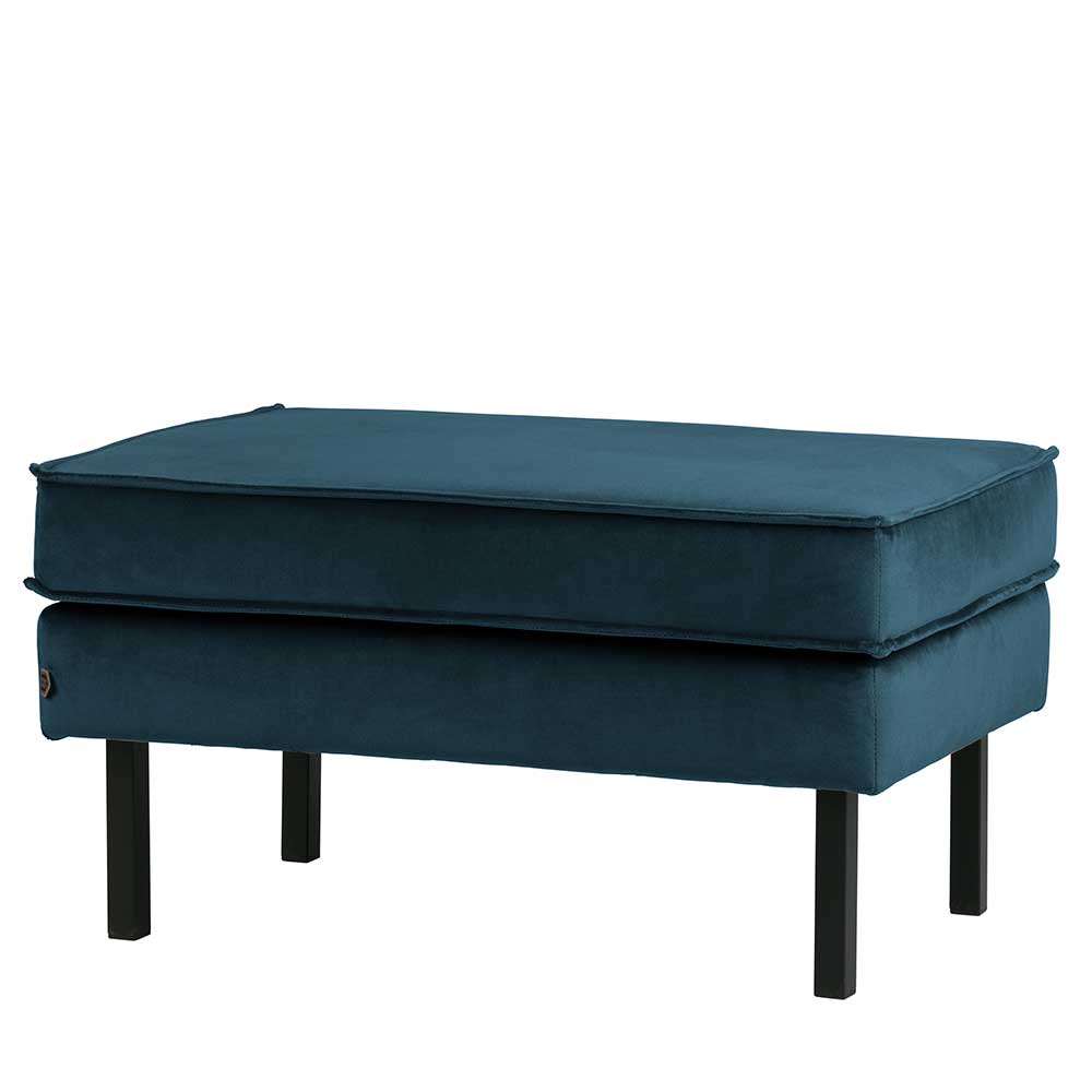 Samt Polsterhocker in Blau & Schwarz - Cumagon