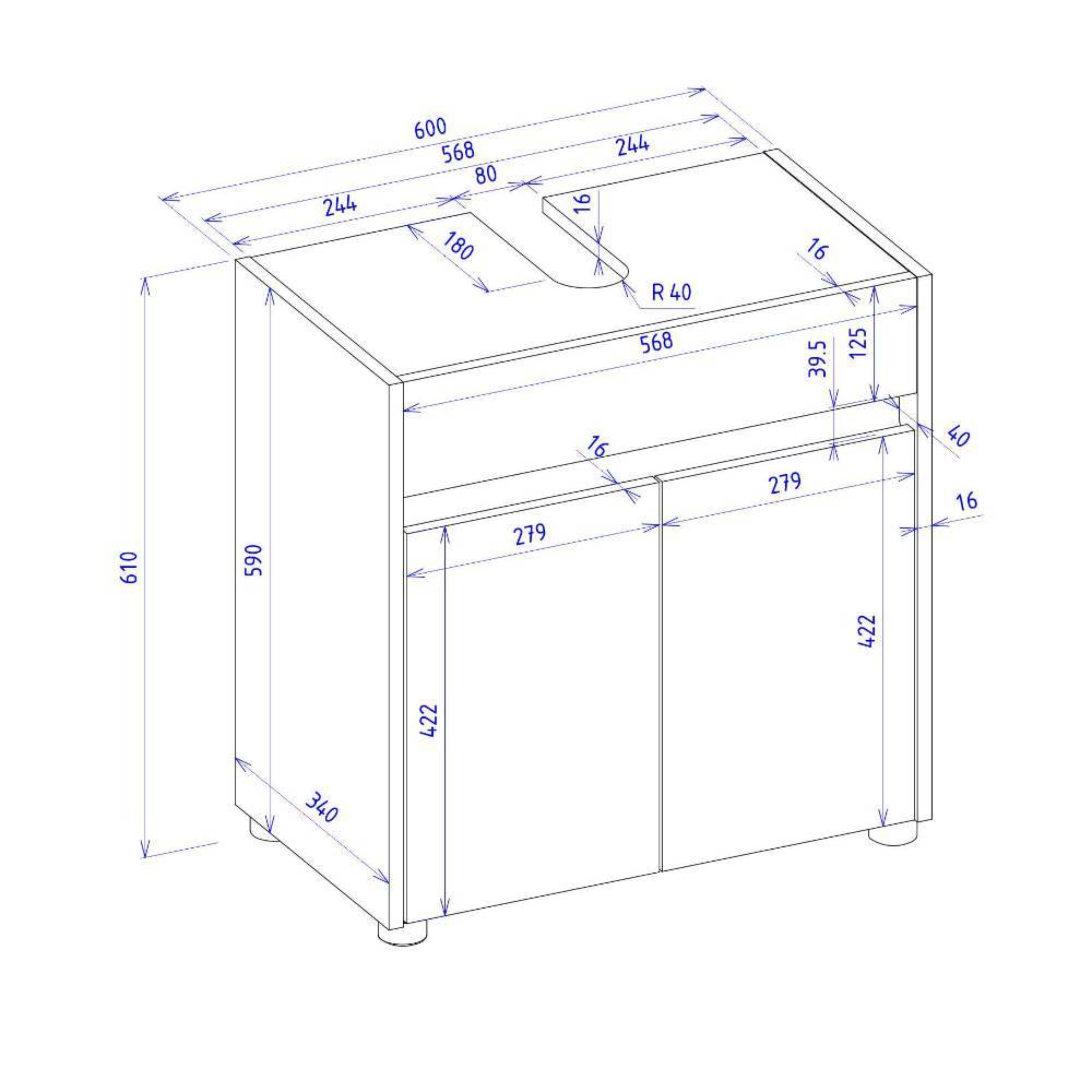 Waschbeckenunterschrank in Anthrazit - Ahilav