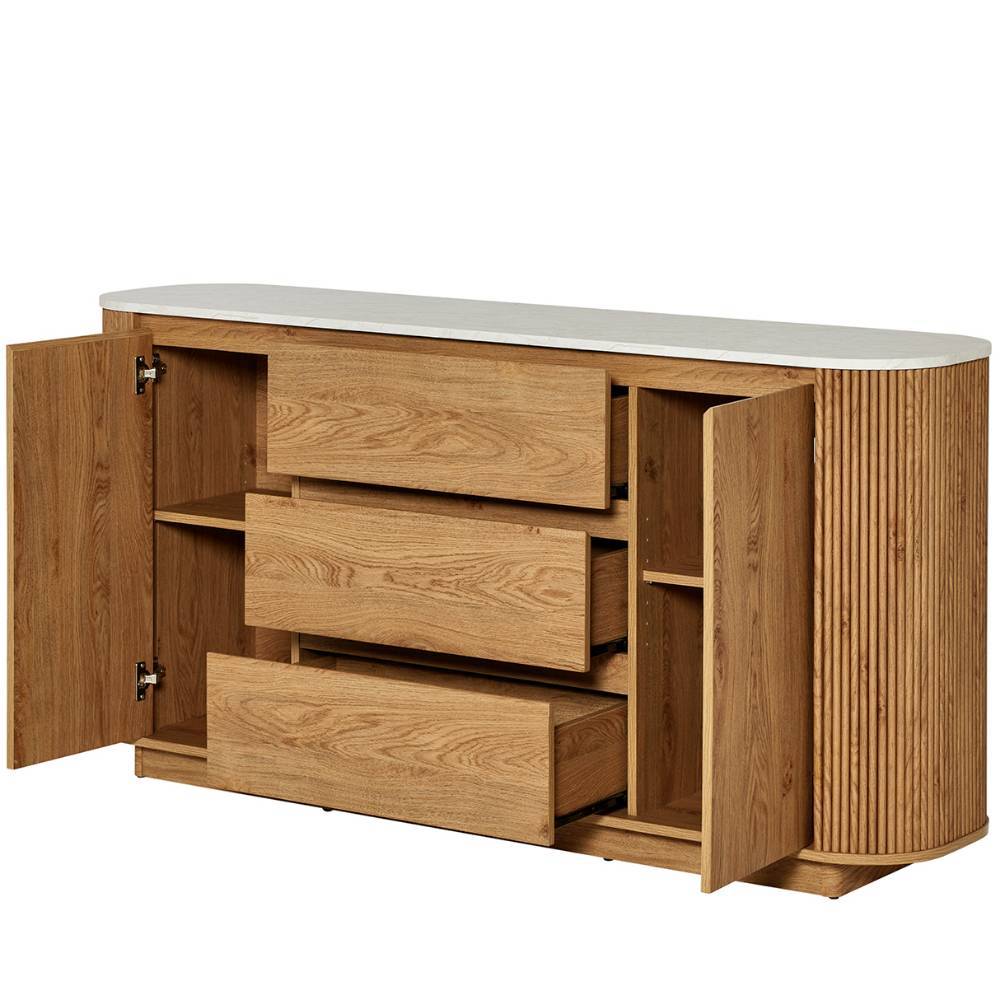 Ovales Kombi-Sideboard in Eiche Holzoptik - Hearty