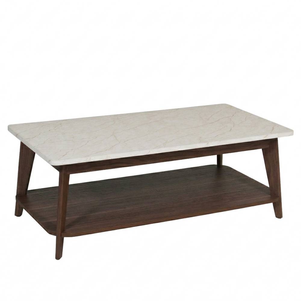 Marmoroptik Couchtisch mit Gestell in Walnuss - Movito