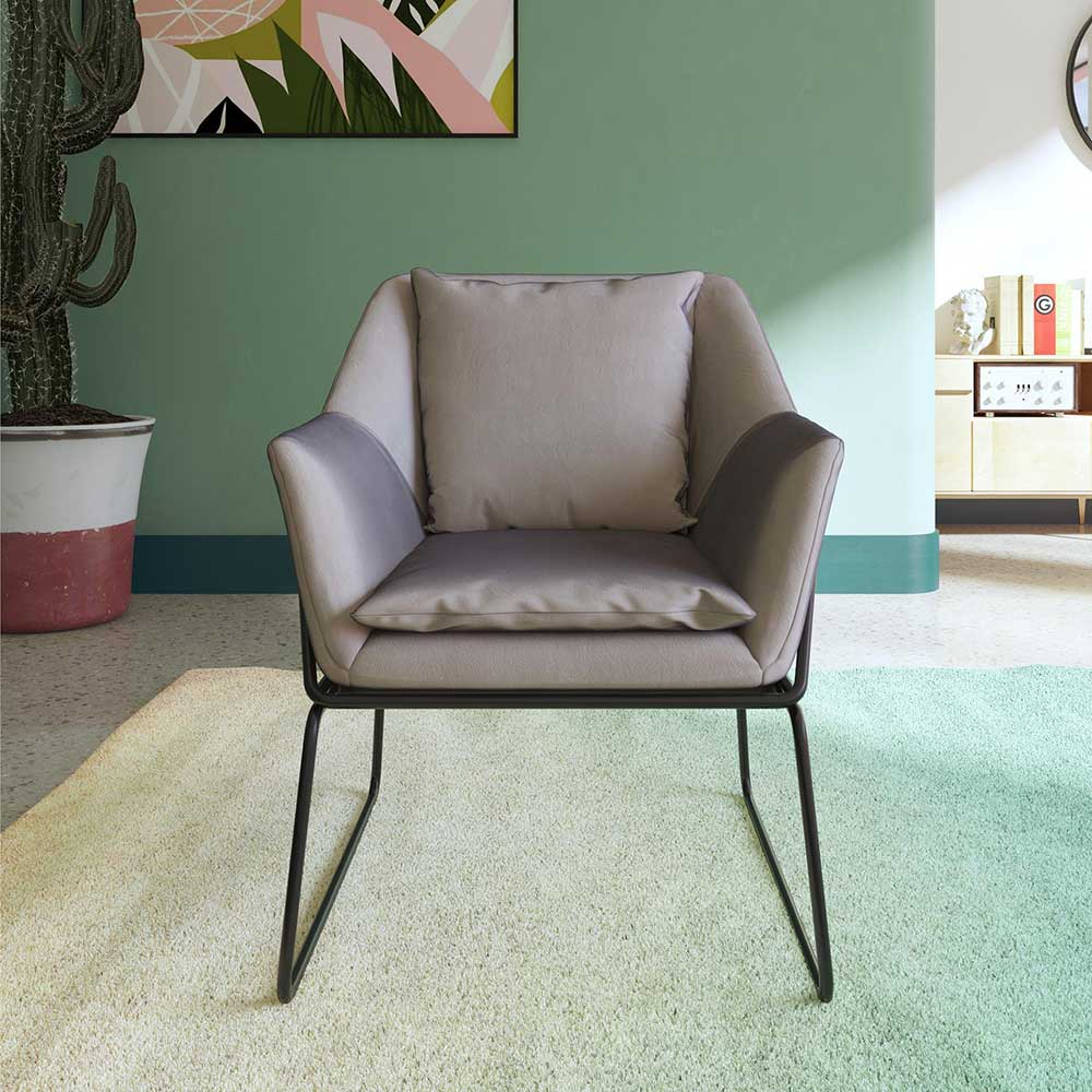 Loft Style Sessel in Grau Samt - Maric