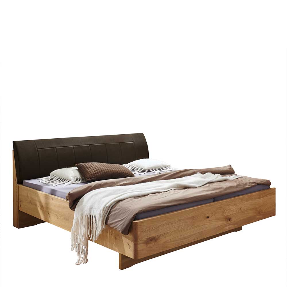 Bett in Eiche Bianco & Dunkelbraun - Vutonia