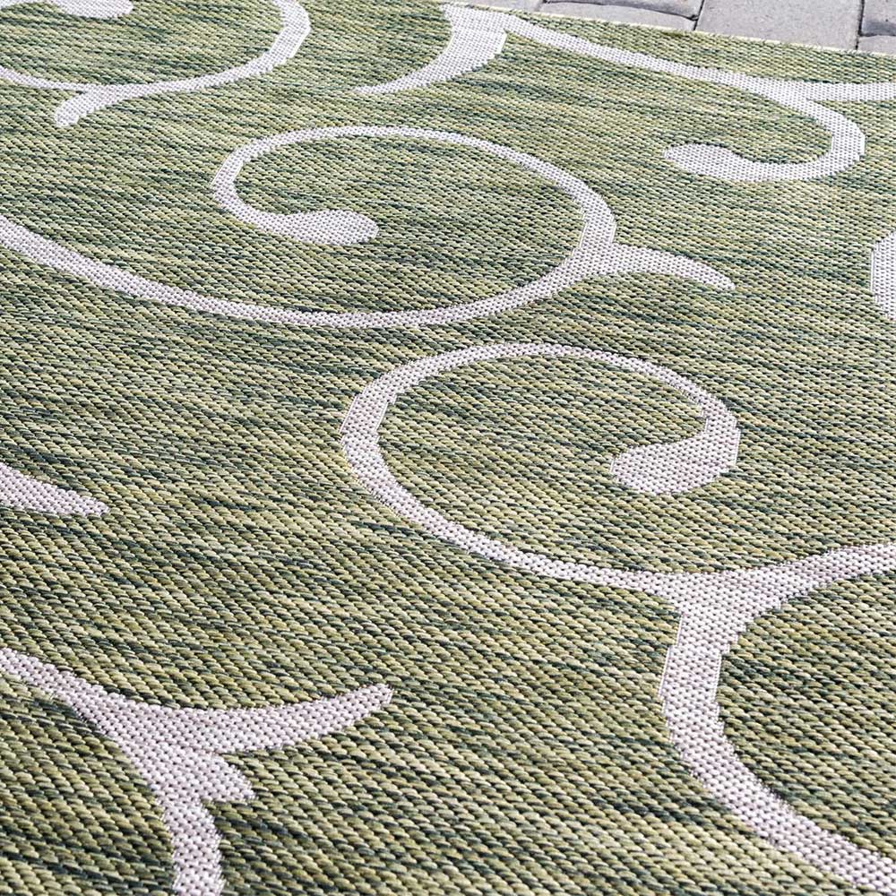Terrassen Teppich in Oliv Grün und Cremeweiß - Duran