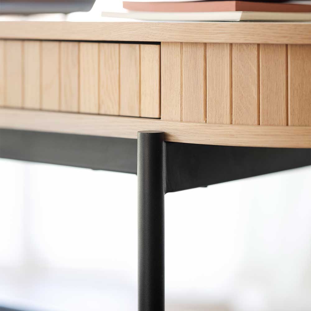 Ovaler Schreibtisch in Eiche White Wash - Sestron