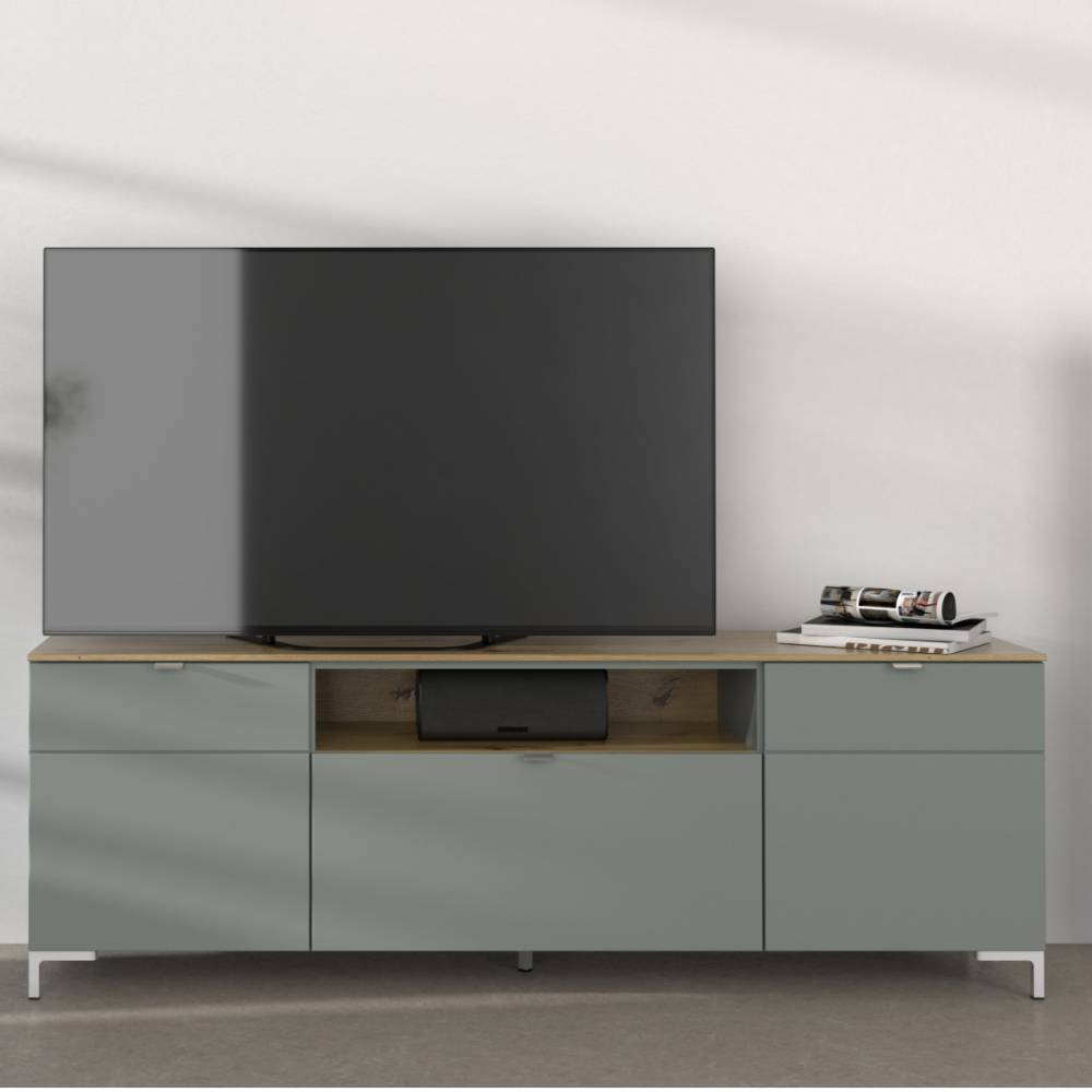 TV Sideboard in Graugrün und Wildeiche Optik - Anthros