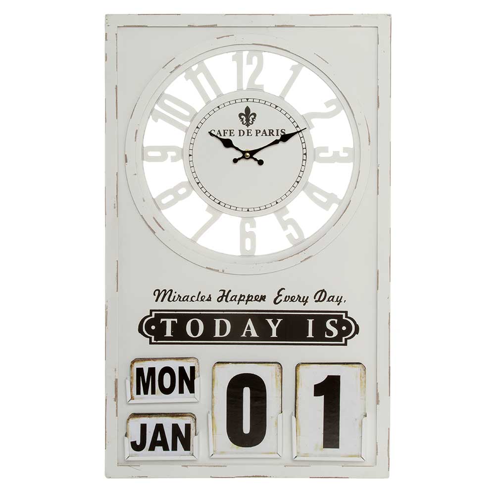 Wanduhr mit Kalender im Vintage Look - Rissino