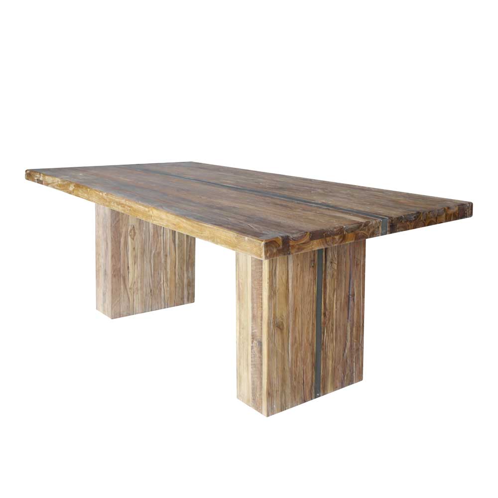 Uriger Esstisch aus Recyclingholz Teak - Etrova