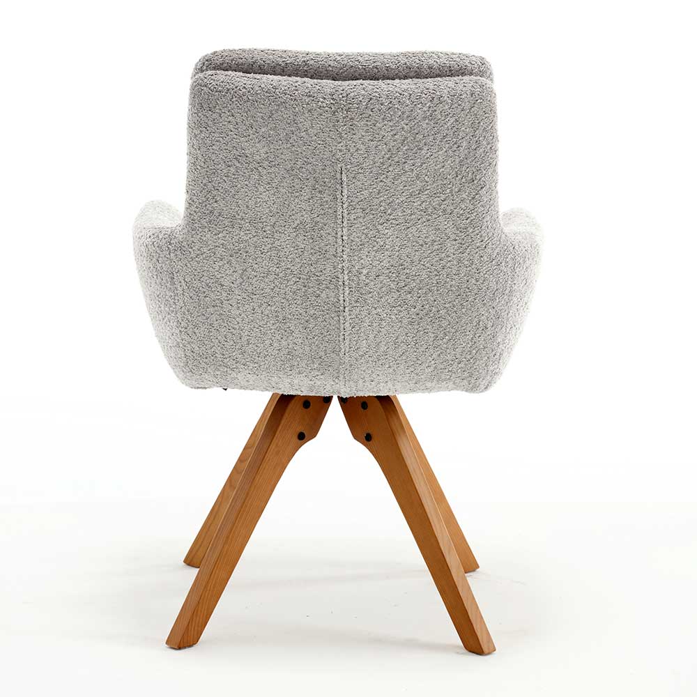 Boucle Armlehnstuhl mit Holz-Drehgestell - Udolph (2er Set)