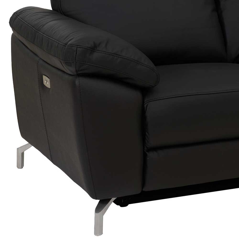 Schwarze Ledercouch Armlehne mit integrierter Fernbedienung für die Relaxfunktion – Vlatkura