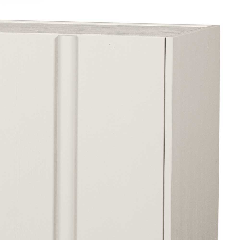 Seitlicher Abschluss des hellgrauen Design-Sideboards mit vertikalen Rillen – Glamoure