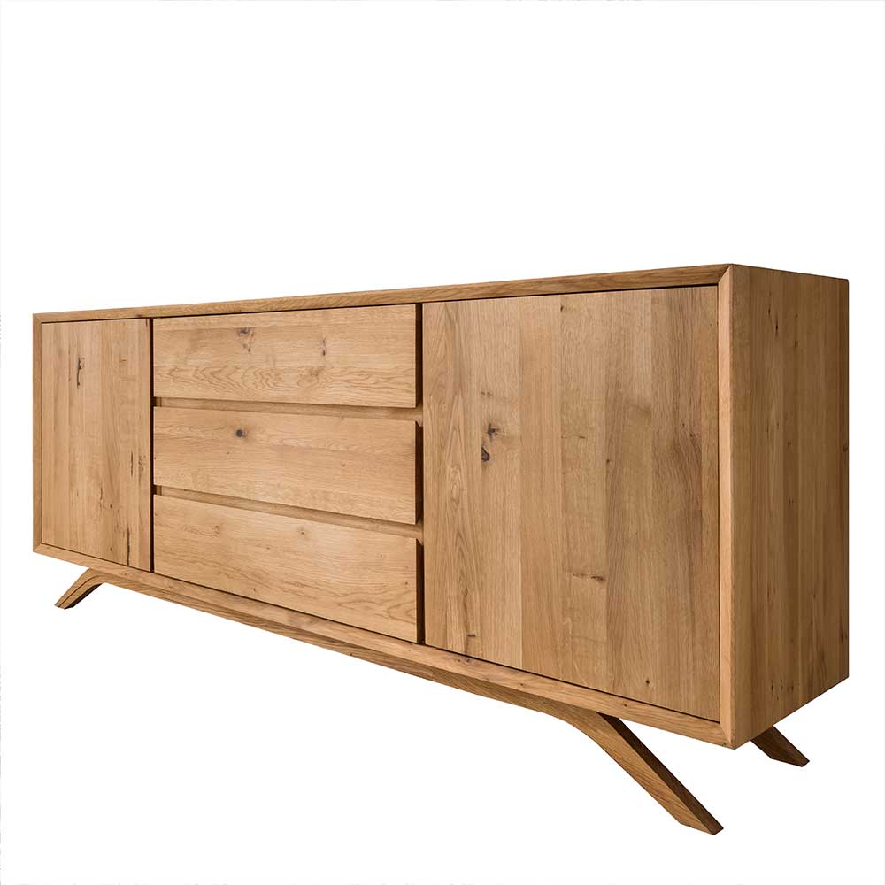 Modernes Wildeiche Sideboard 180x80x50 cm mit Schubladen und Türen – Mangoa