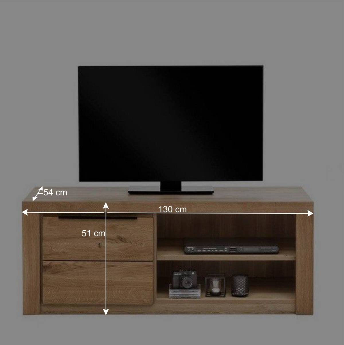 130 cm schmales TV Board mit Tür & 2 Fächern - Nelenia