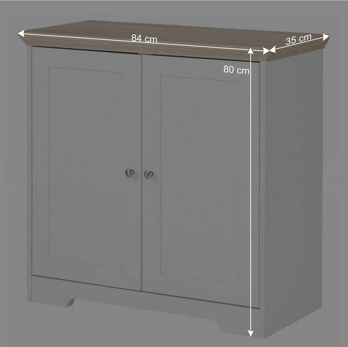 84x80x35 cm Schrank in Weiß & Eichefarben - Akedra