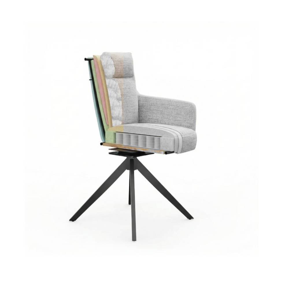 Grauer Tischsessel mit Federkern - Cregorian (2er Set)