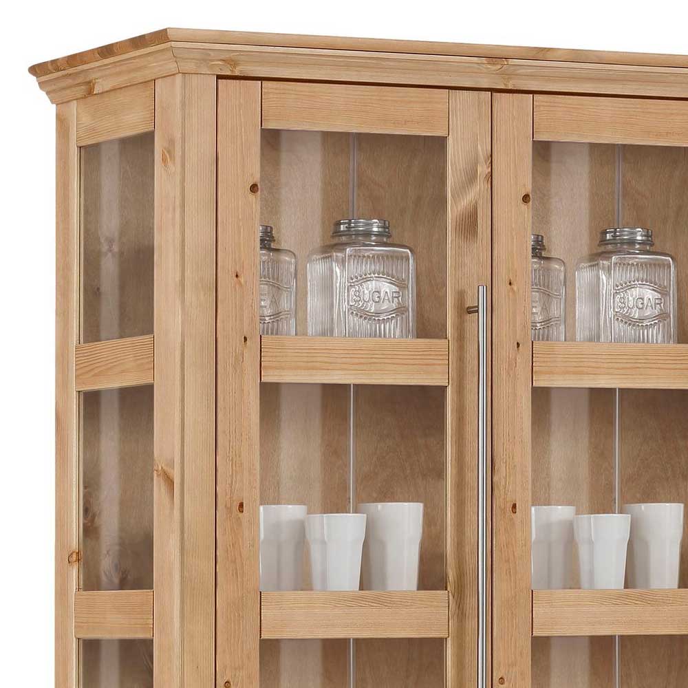 6-türiger Vitrinenschrank aus Kiefer massiv - Noellisa