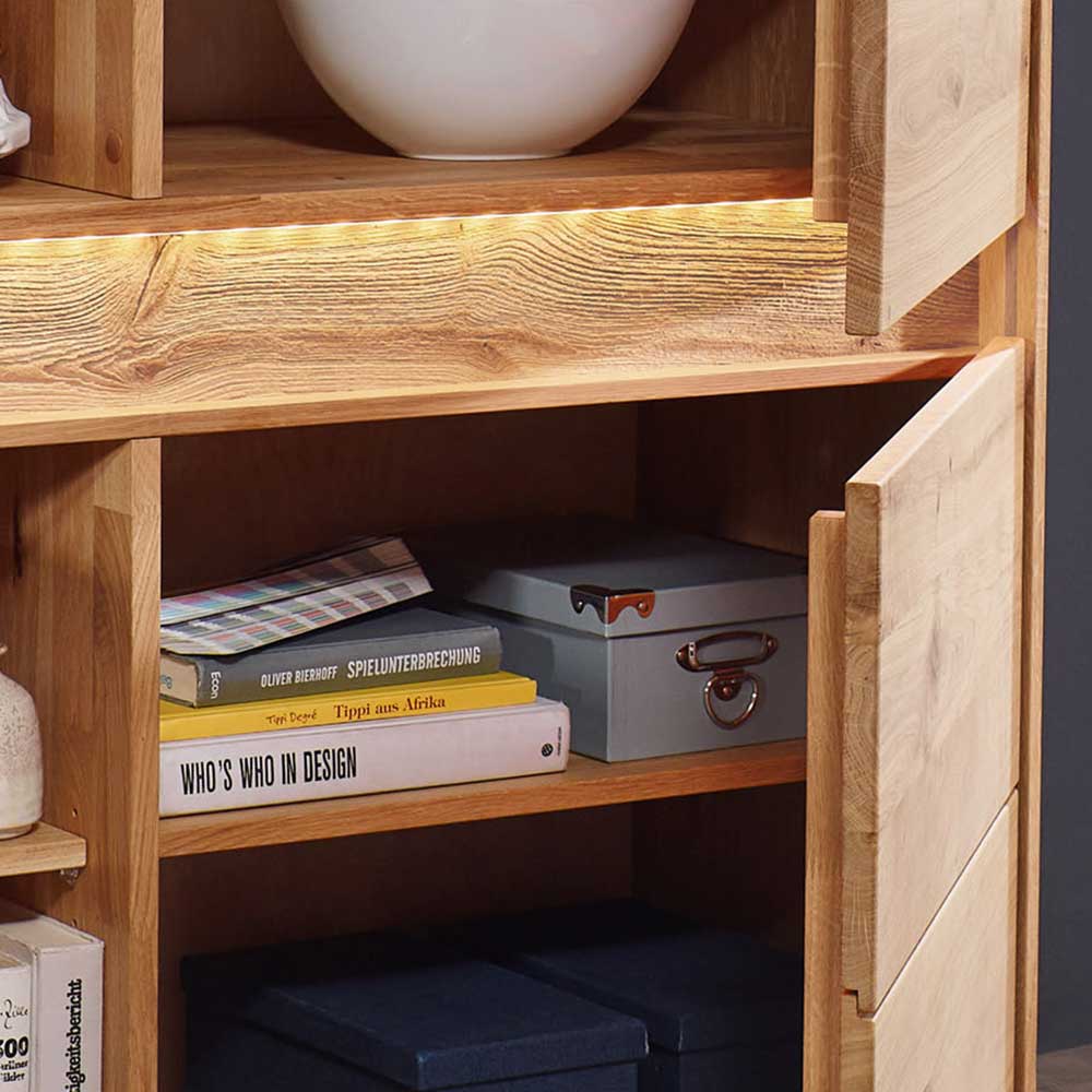 Wildeiche Wohnzimmer Möbel Wohnwand - Acmida (vierteilig)