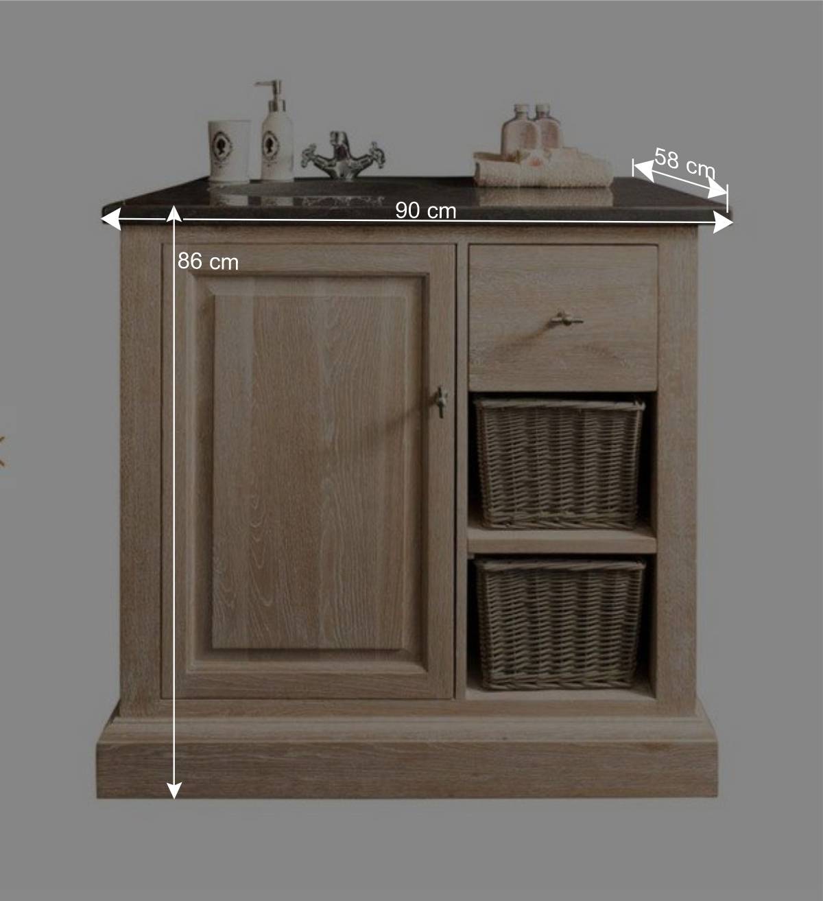Waschbeckenschrank Vish in Eiche Bianco