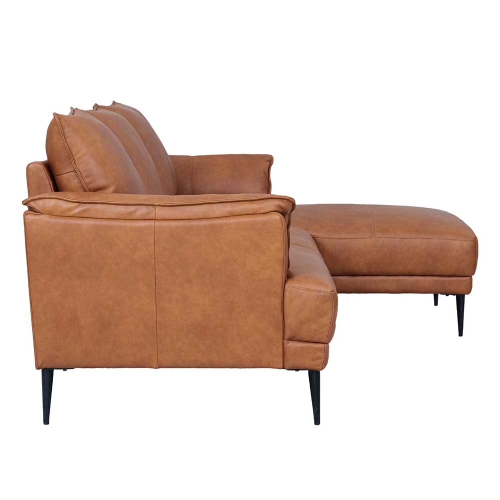 Federkern Ecksofa in Cognac Braun Leder - Zierra