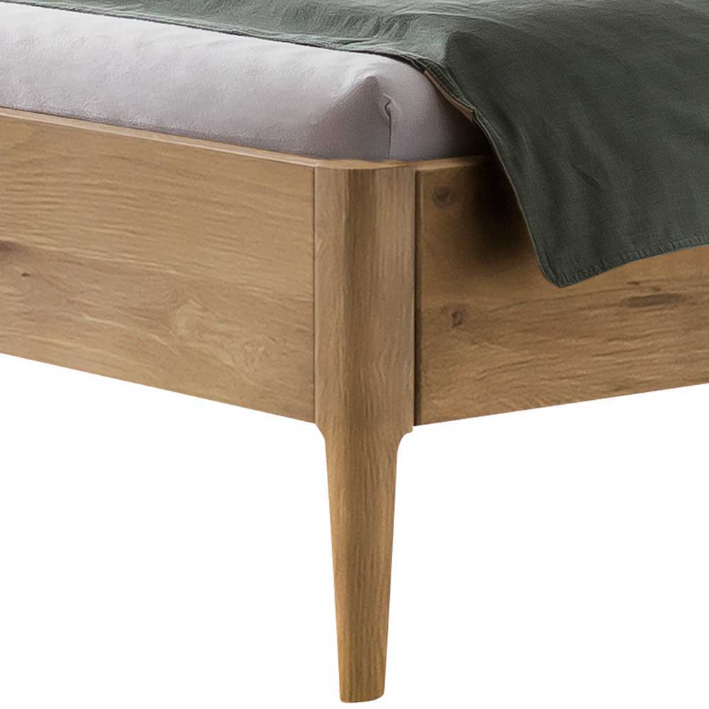 Wildeiche Doppelbett mit Kunstleder Kopfteil - Lucyanco
