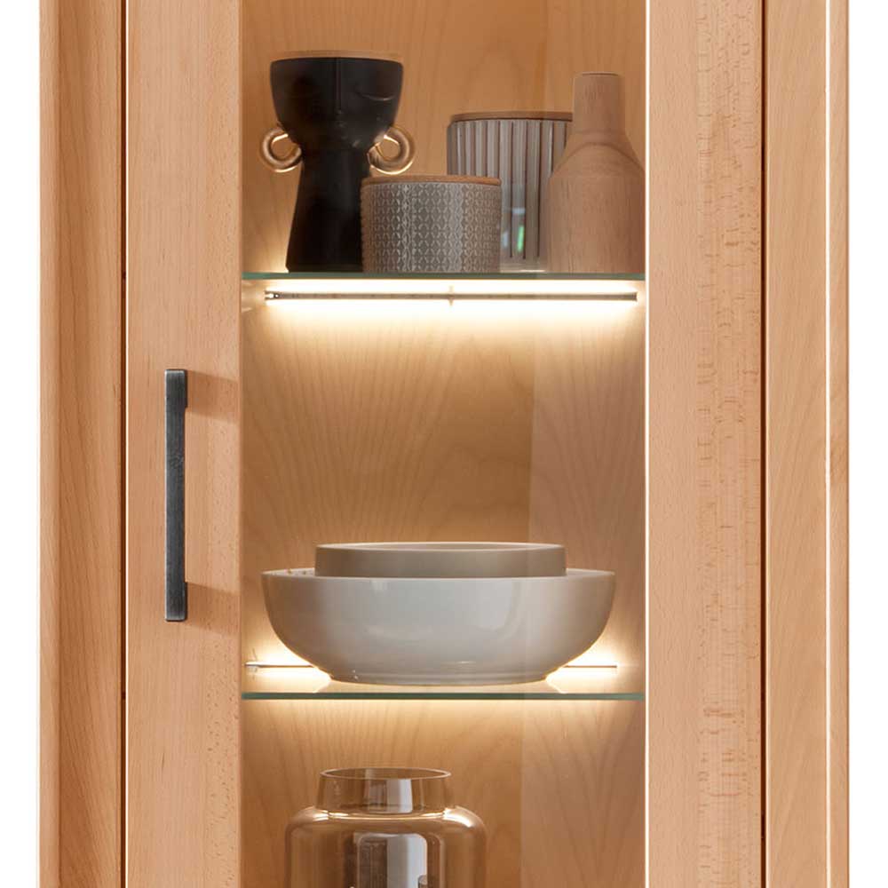 Moderne 1-türige Vitrine aus Kernbuche geölt - Sarosca