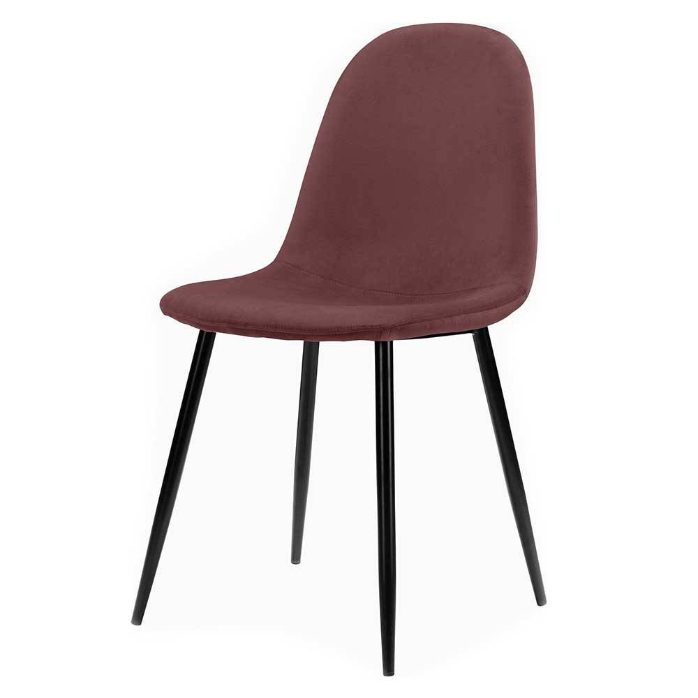 Schalenstühle in Altrosa Samt - Rufu (4er Set)