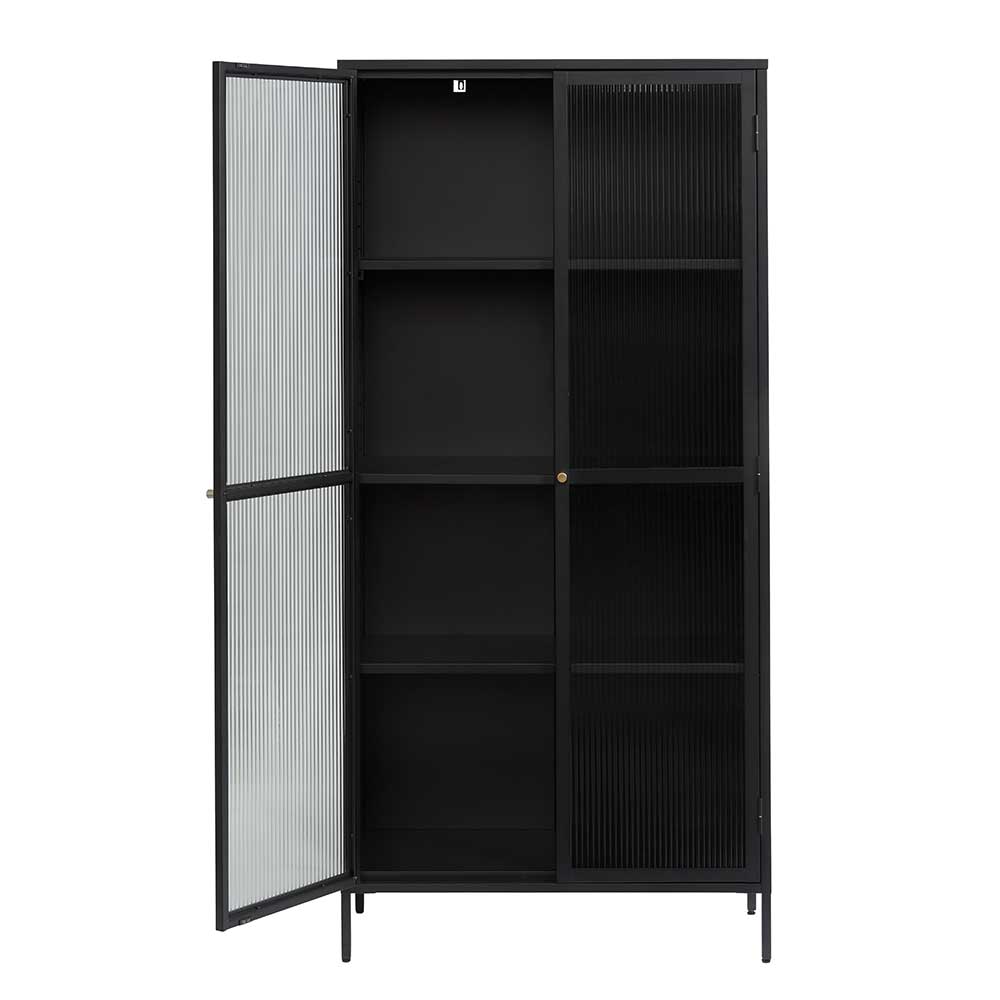 90x190x40 cm Vitrinenschrank aus schwarzem Metall - Gulliver