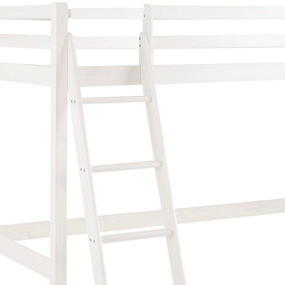 175 cm hohes Hochbett mit Leiter in Weiß - Saludio