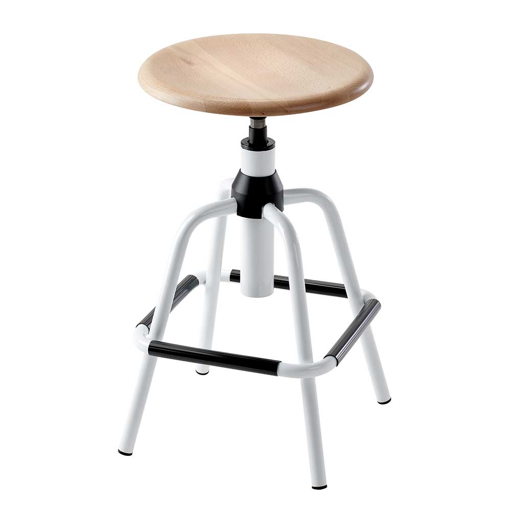 Designbarhocker mit Holzsitz rund - Spring