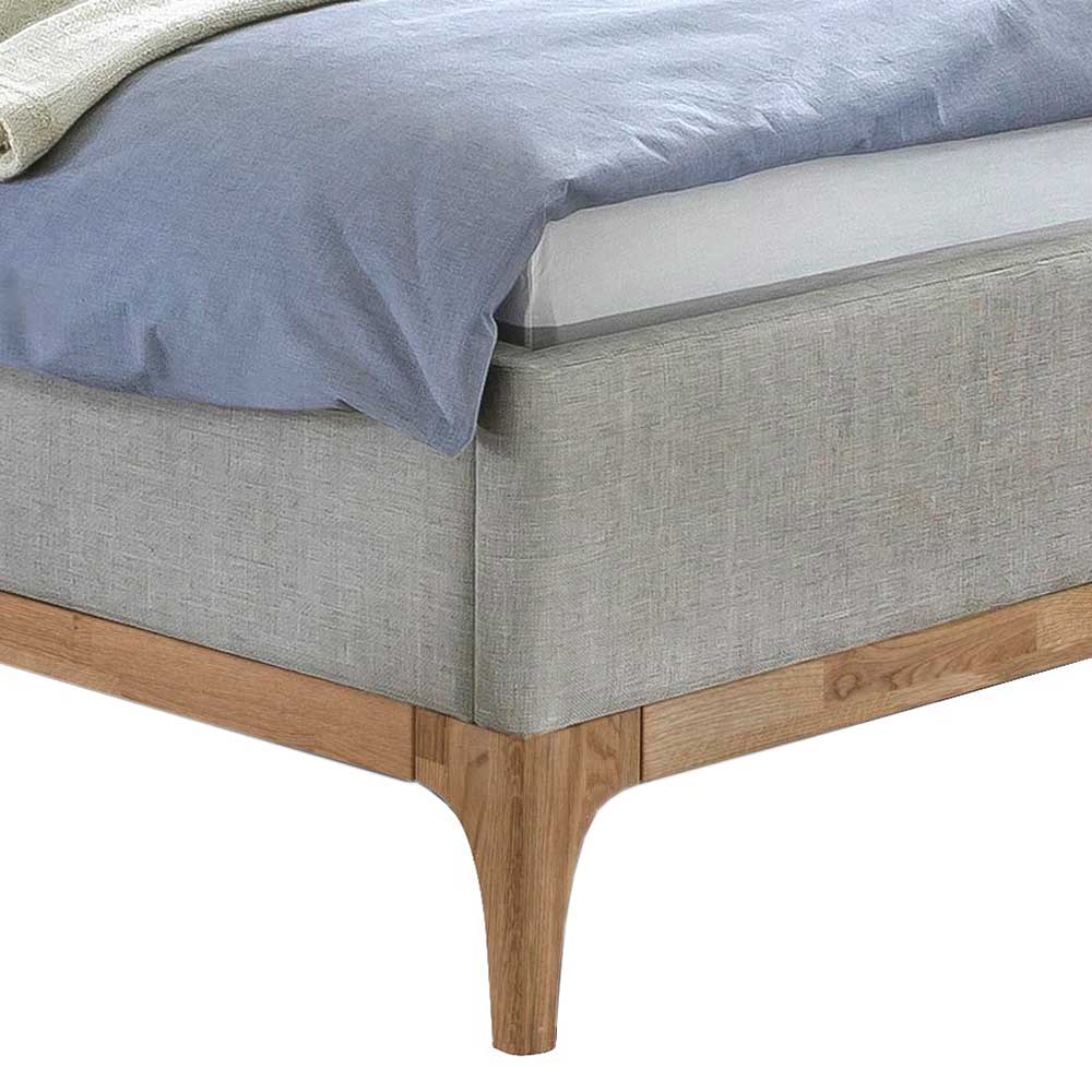 140x200 Stoffbett in Grau mit Holz - Palmiro